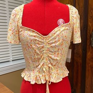 NWT BP Women's Cinched Ruffle Crop Top - size S